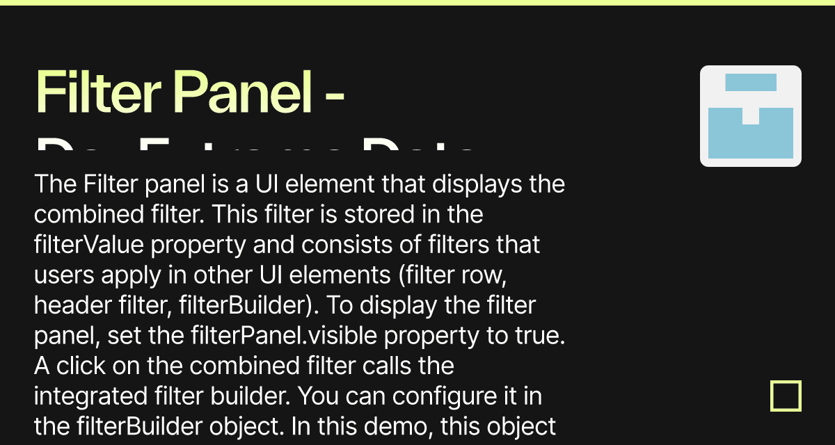 Filter Panel - DevExtreme Data Grid (forked) - Codesandbox