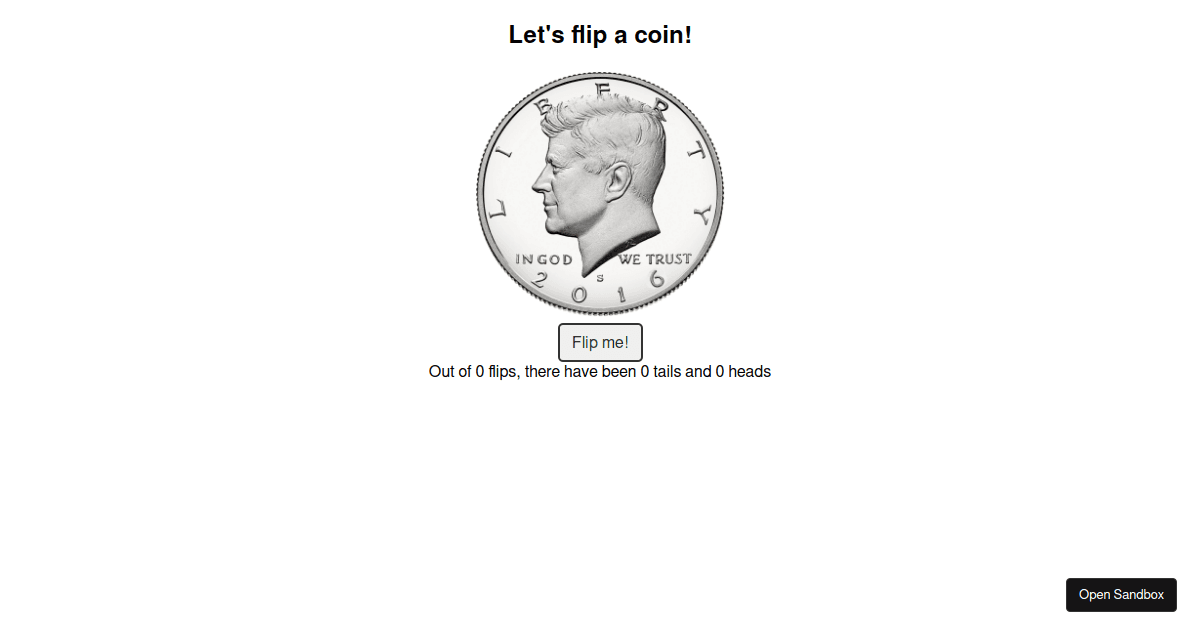 coin flip exercise Codesandbox