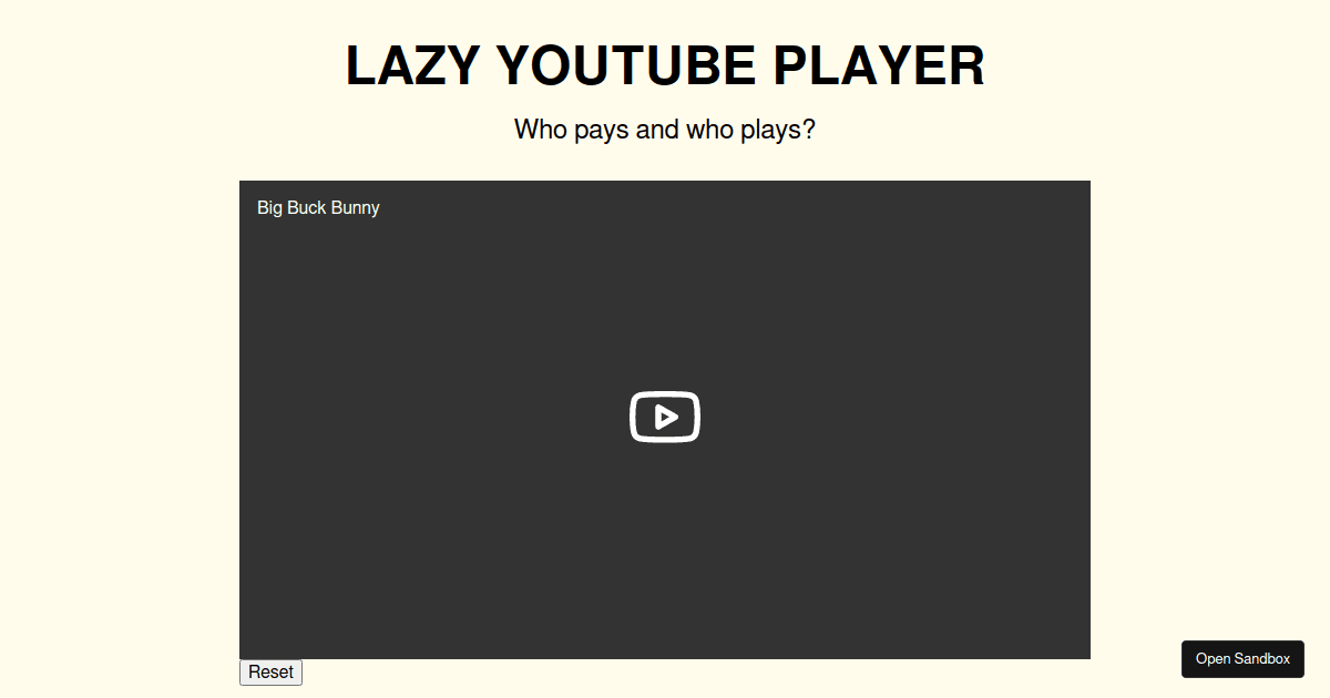 Lazy Youtube Player - Codesandbox