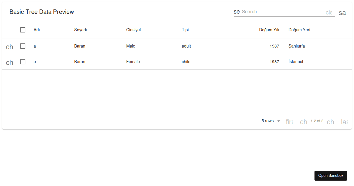 spikematerialtablenestedrow Codesandbox