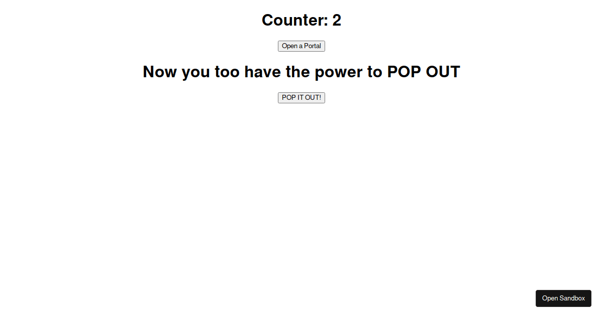 React portal render in the pop up window (forked) - Codesandbox