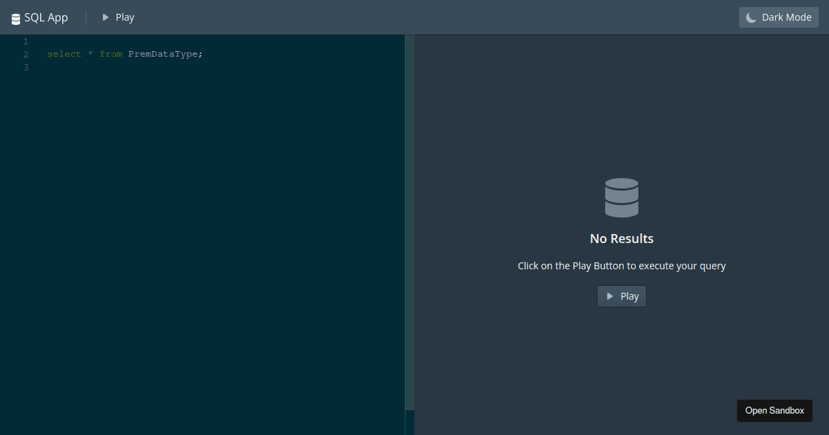 Sql workbench forked codesandbox