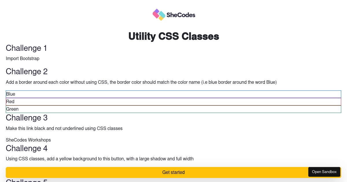 Utility CSS Classes challenge (forked) - Codesandbox