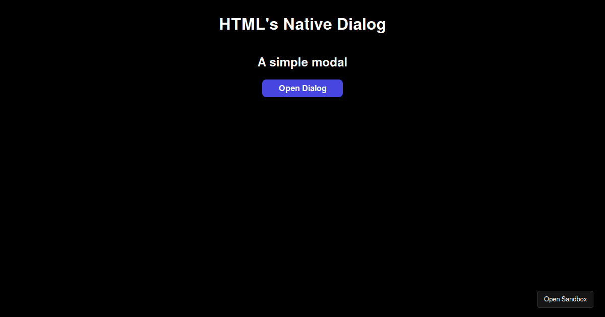Html dialog codesandbox