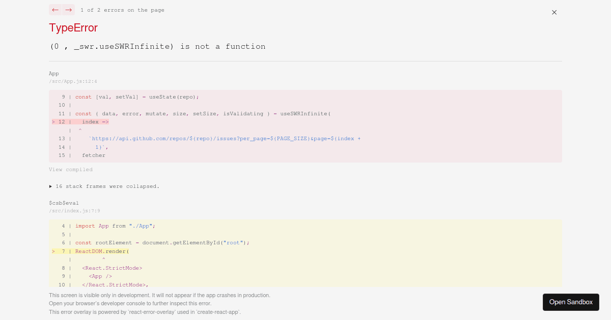 SWR-Infinite - Codesandbox