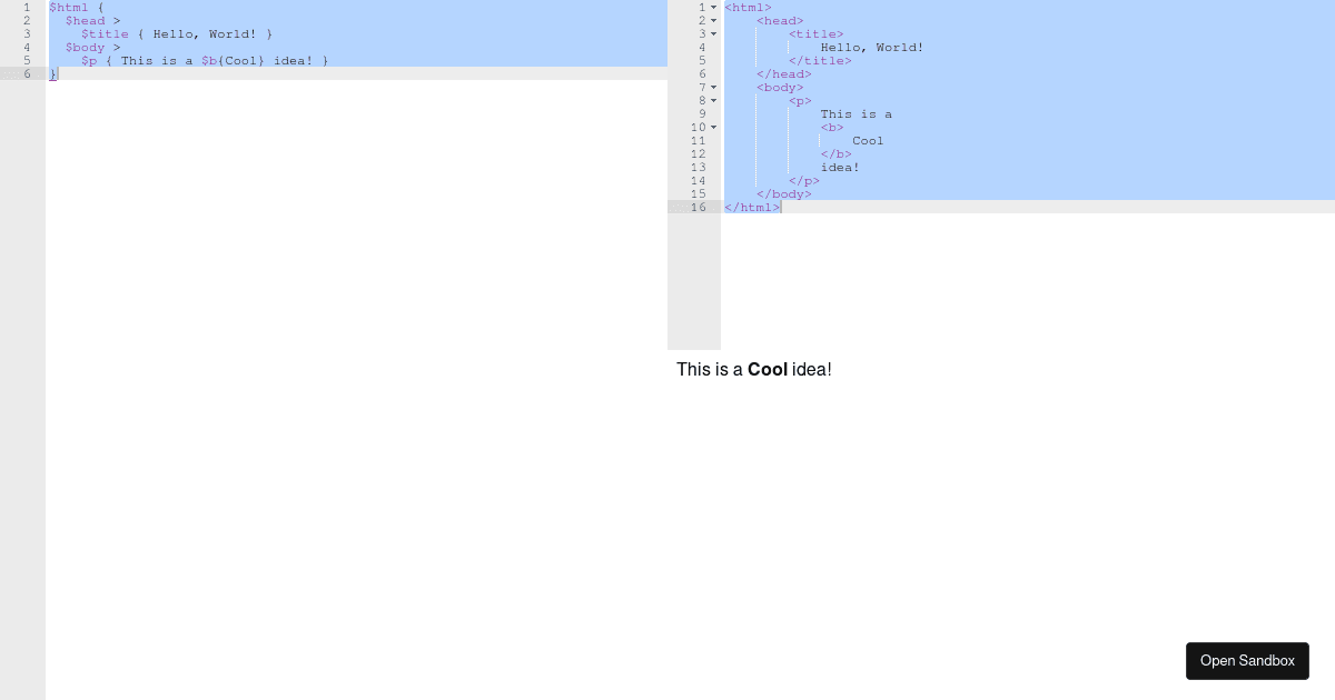 Short HTML - Codesandbox