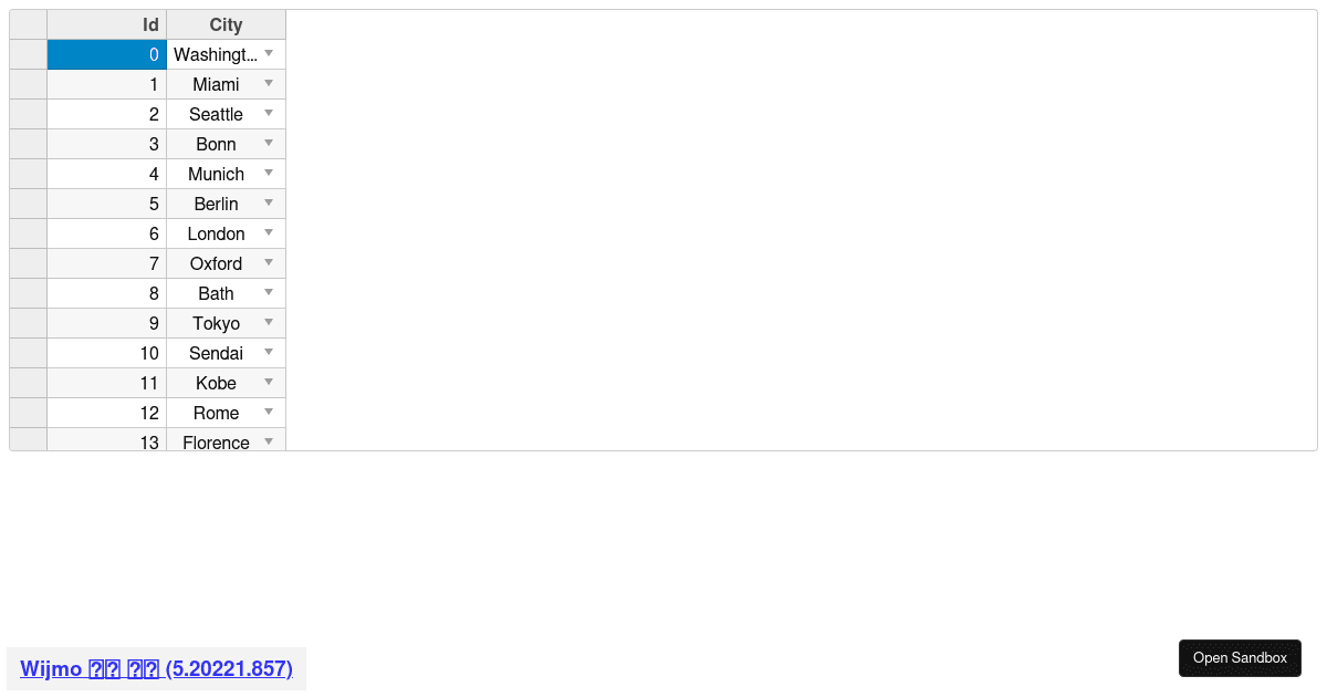 Wijmo, 검색 후 위 화살표 키 클릭 시 드롭다운창 유지 Codesandbox