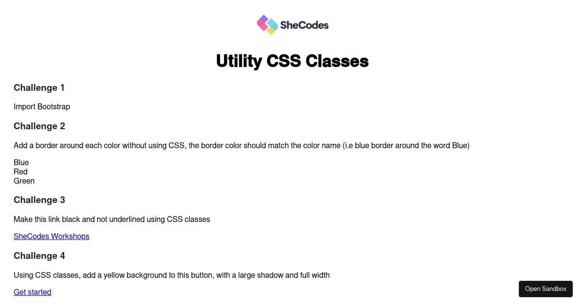 Challenge - Utility CSS Classes (forked) - Codesandbox
