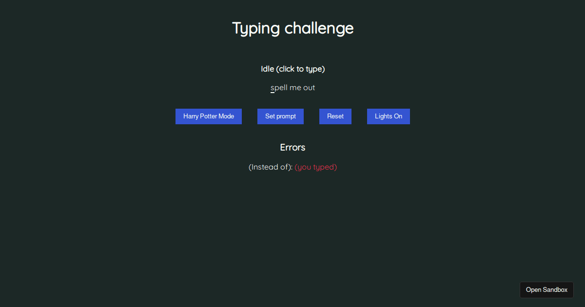 Typing challenge - Codesandbox