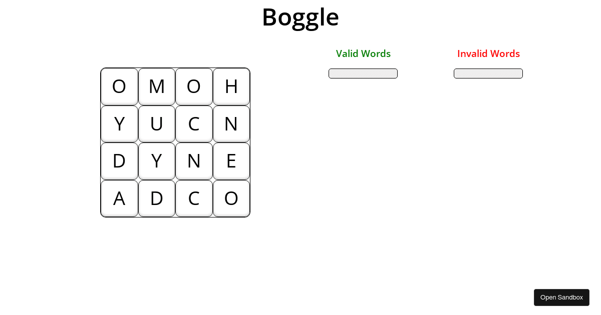 boggle - Codesandbox