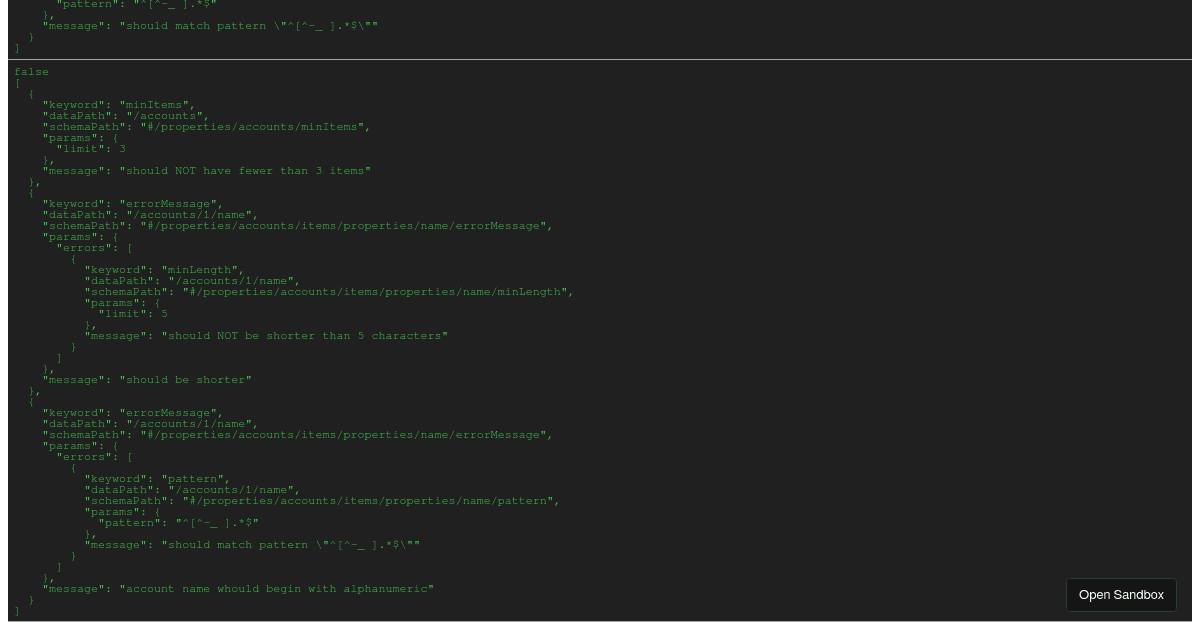 ajv-errors - Codesandbox