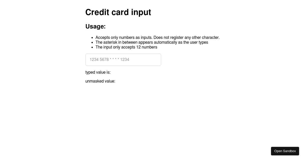 credit-card-input - Codesandbox
