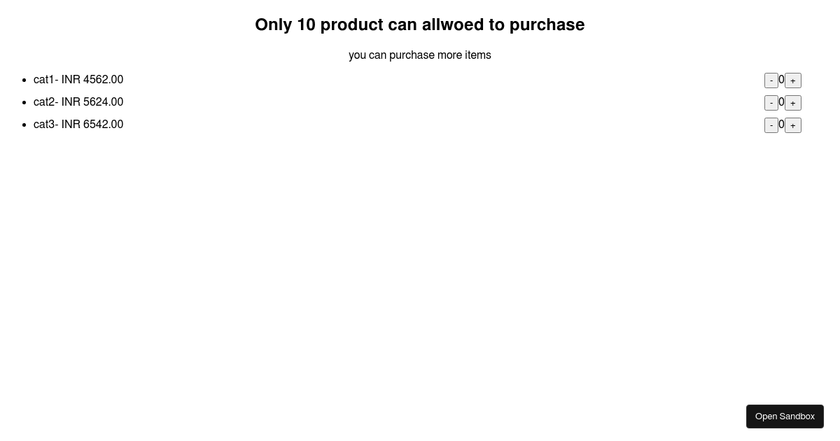 Product quantity distribution - Codesandbox