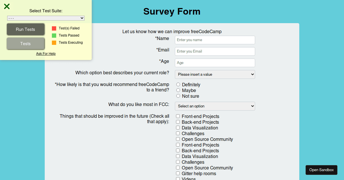 free-code-camp-build-a-survey-form-codesandbox