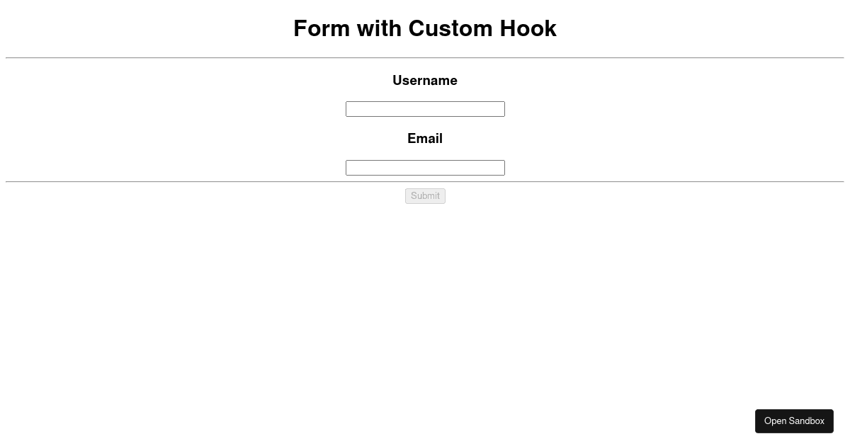 Custom Hook in Form Validation - Codesandbox