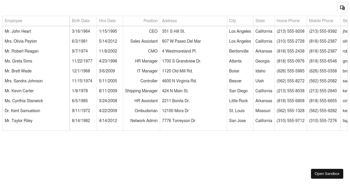 Column Customization - DevExtreme Data Grid - Codesandbox
