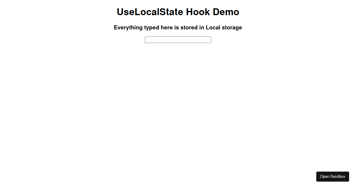 useLocalState Hook - Codesandbox