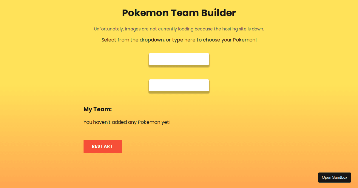 Pokemon Team Builder - Codesandbox