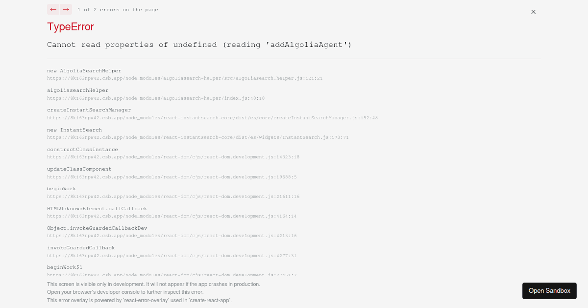 React InstantSearch CodeSandbox simple highlighting - Codesandbox