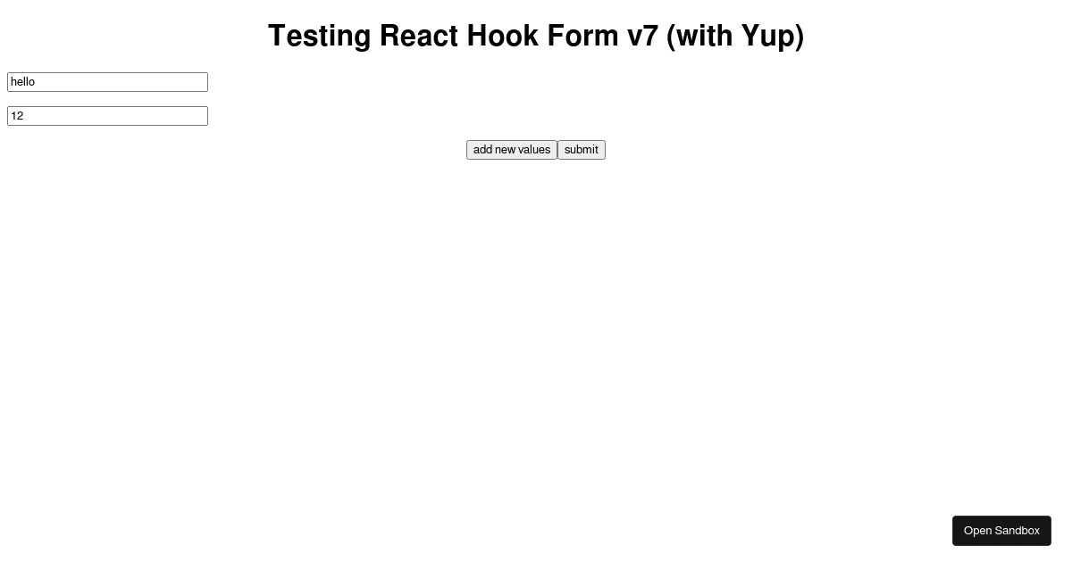 React Hook Form v7 (with Yup) (forked) - Codesandbox