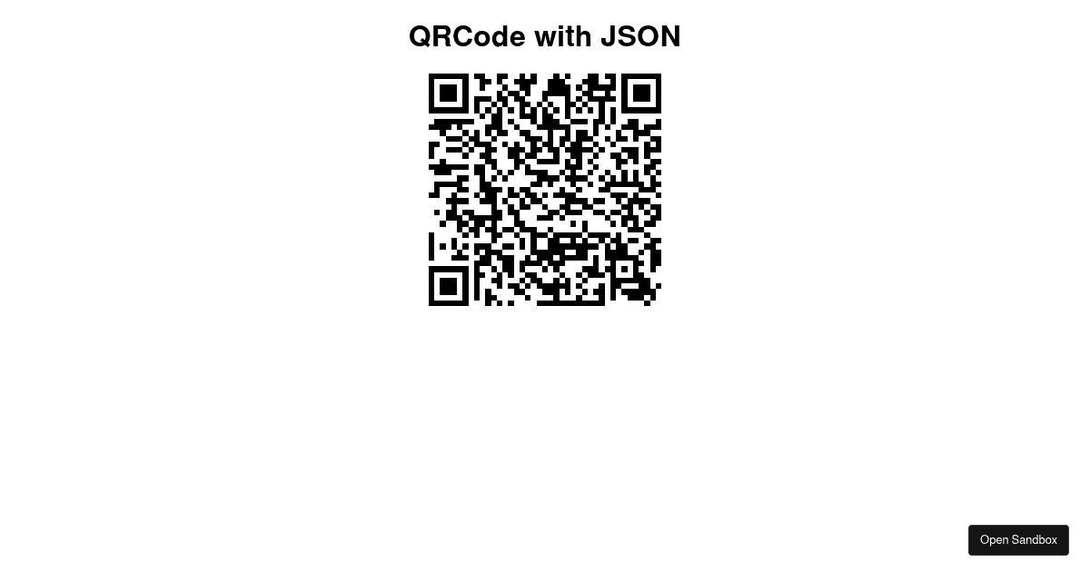 Generate QRCode with JSON data (forked) - Codesandbox