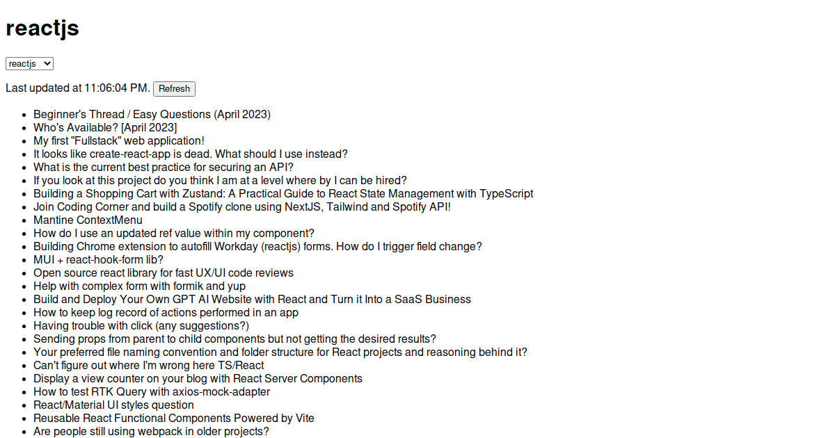 Reddit API Redux Example - Codesandbox