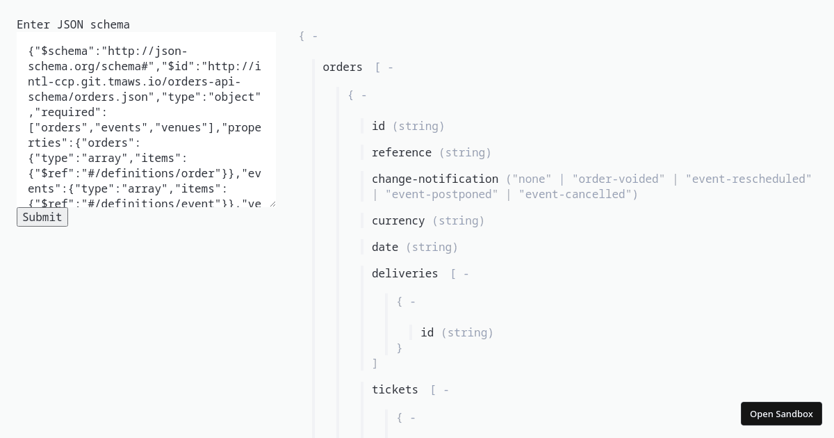 React JSON Schema viewer (forked) - Codesandbox