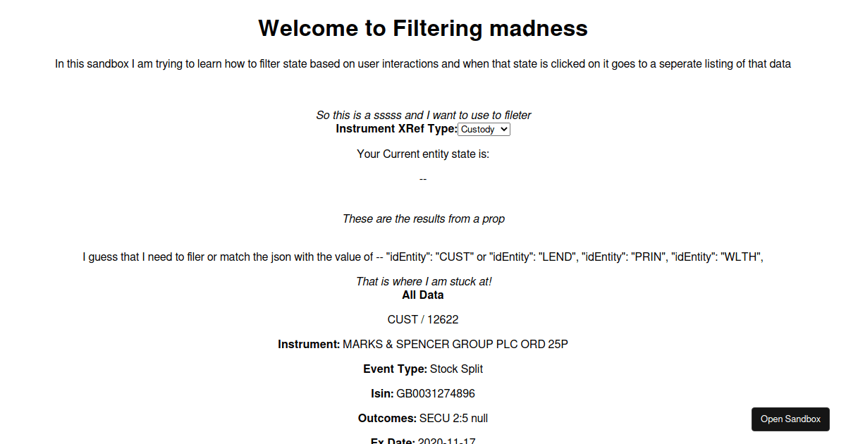 filtering (forked) - Codesandbox