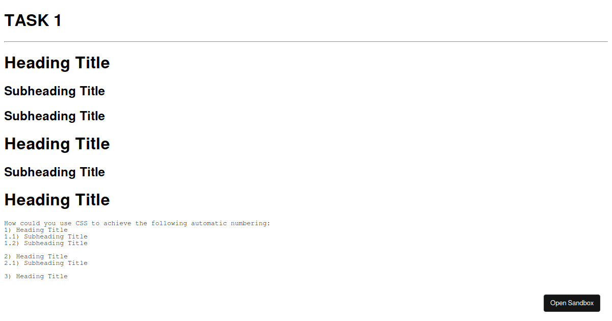 Heading Code css-headings - Codesandbox