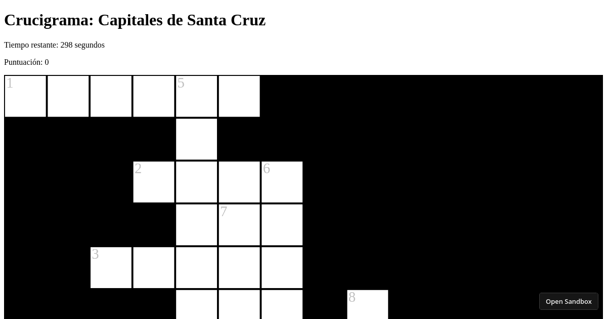 Prueba de crucigrama (forked) - Codesandbox