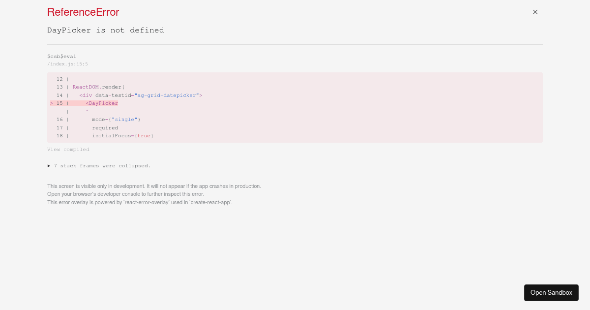 Set timezone for DatePicker (forked) - Codesandbox