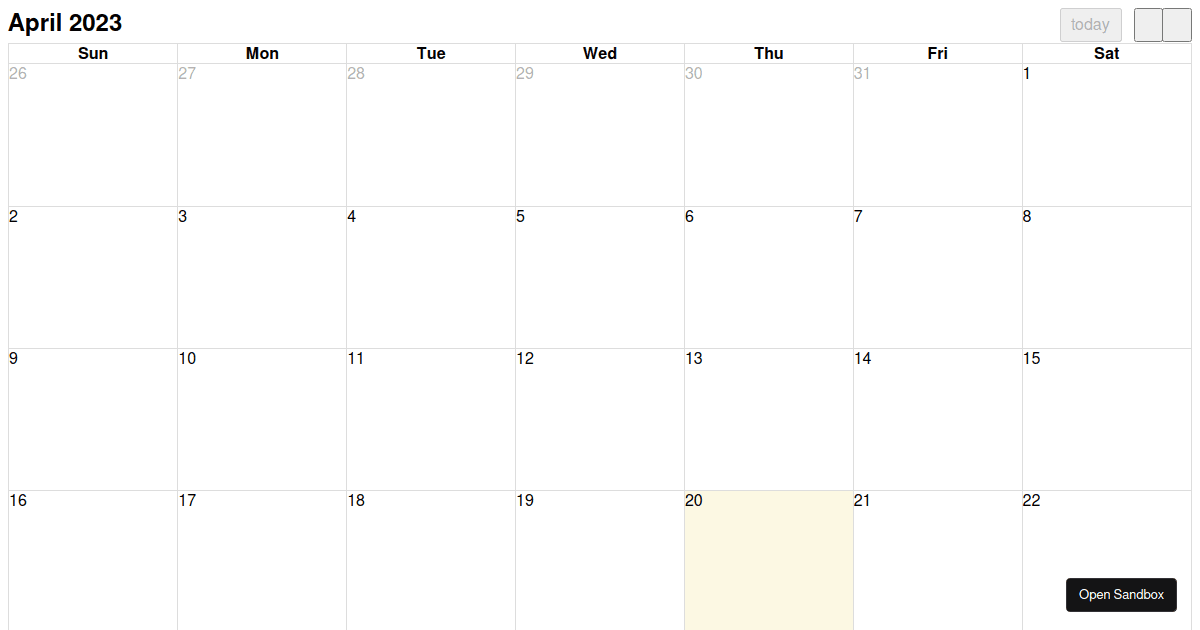 Fullcalendar - Codesandbox