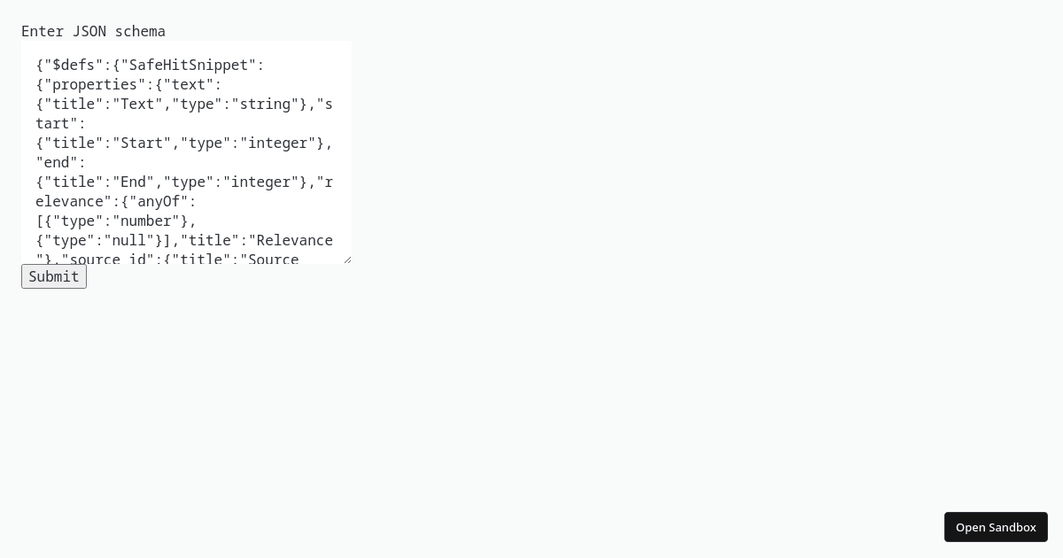 React JSON Schema viewer (forked) - Codesandbox