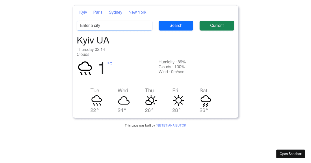 Weather project - Codesandbox