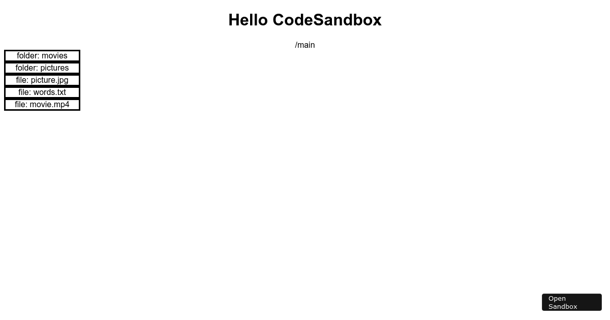 File Navigation - Codesandbox