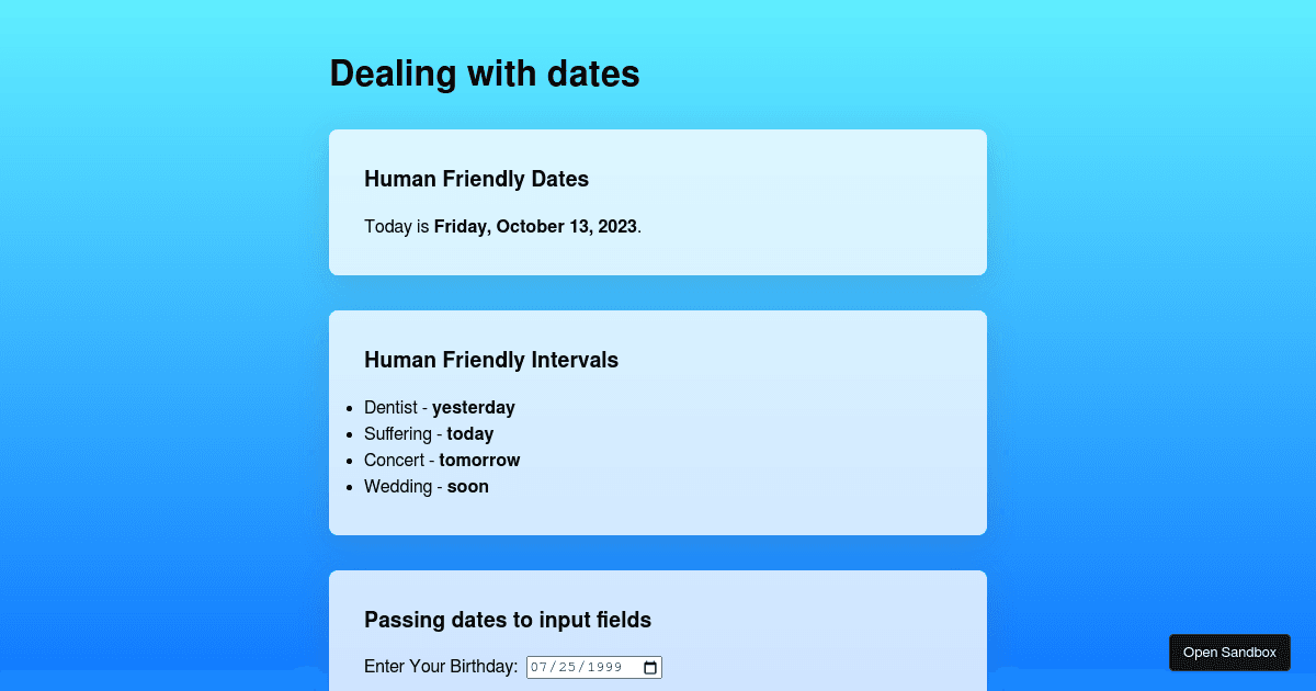 Dealing with dates - Codesandbox