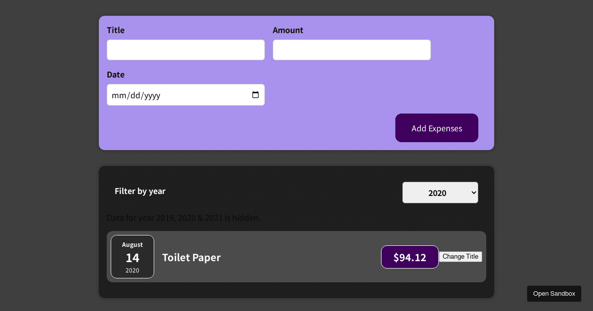 Expense Manager App (forked) - Codesandbox