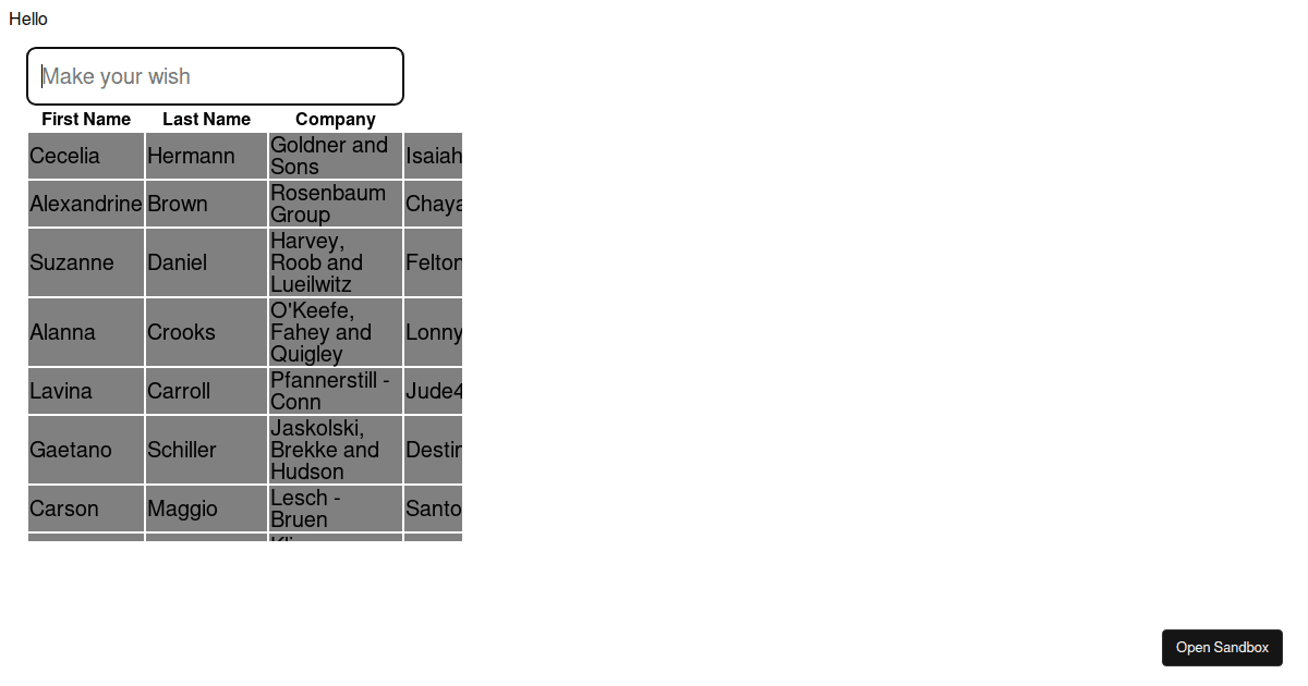 downshift table example Codesandbox