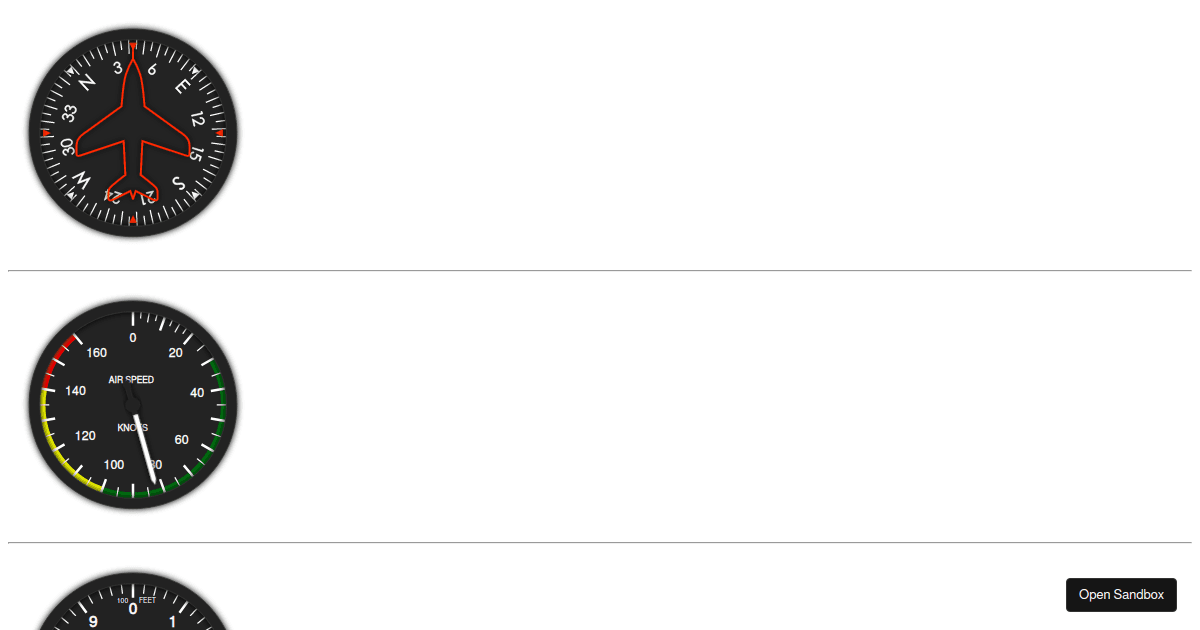 reacttypescriptflightindicatorsbasic example Codesandbox