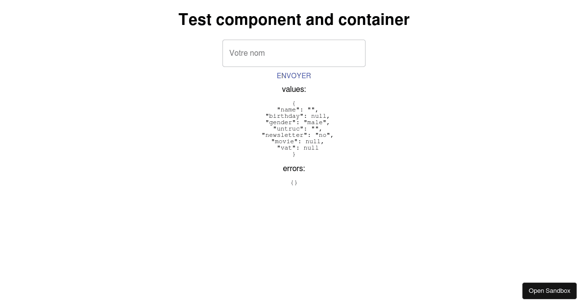 Test Formik Component container (forked) - Codesandbox