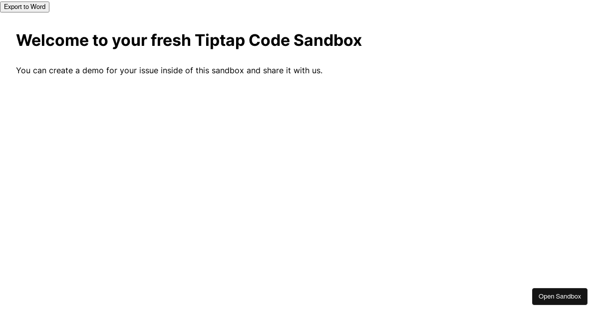 Export Tiptap content to Microsoft Word (forked) - Codesandbox
