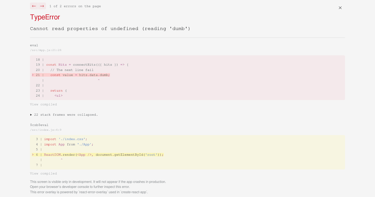React InstantSearch React 15 Error Logger Codesandbox android-react