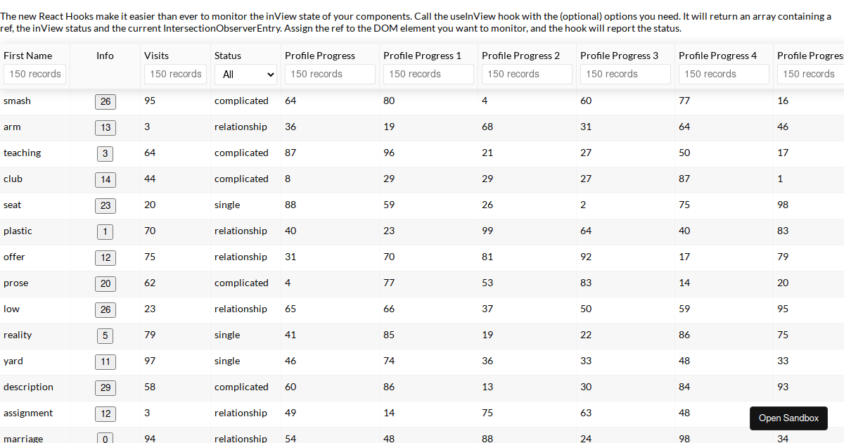 react-table v6 styles (forked) - Codesandbox