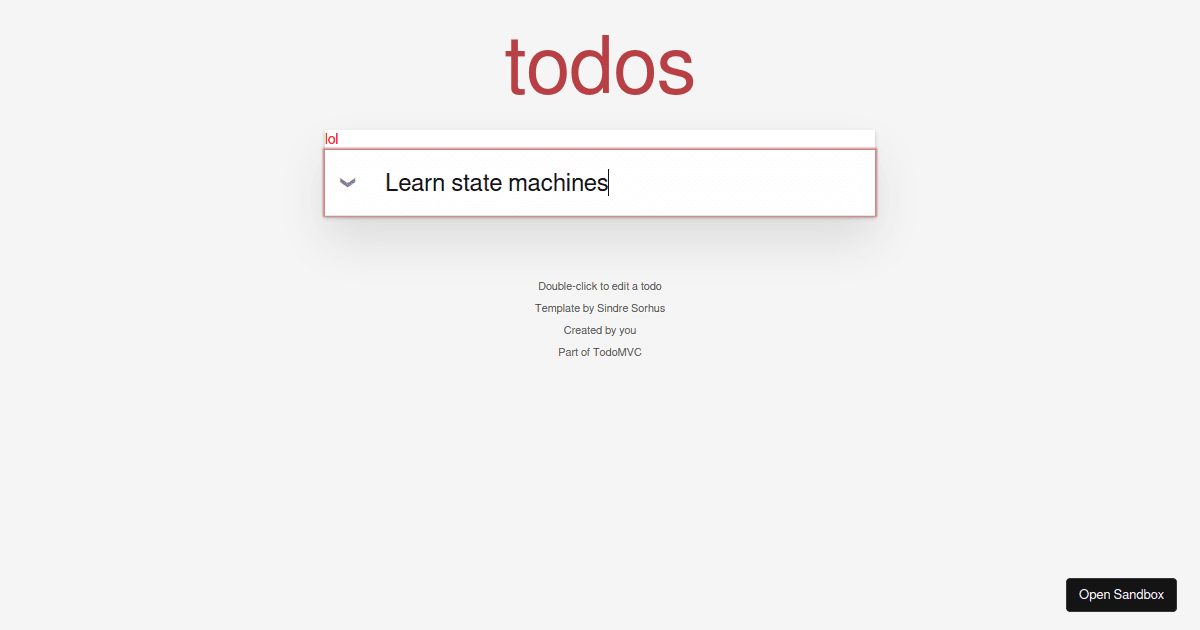 XState TodoMVC - Codesandbox