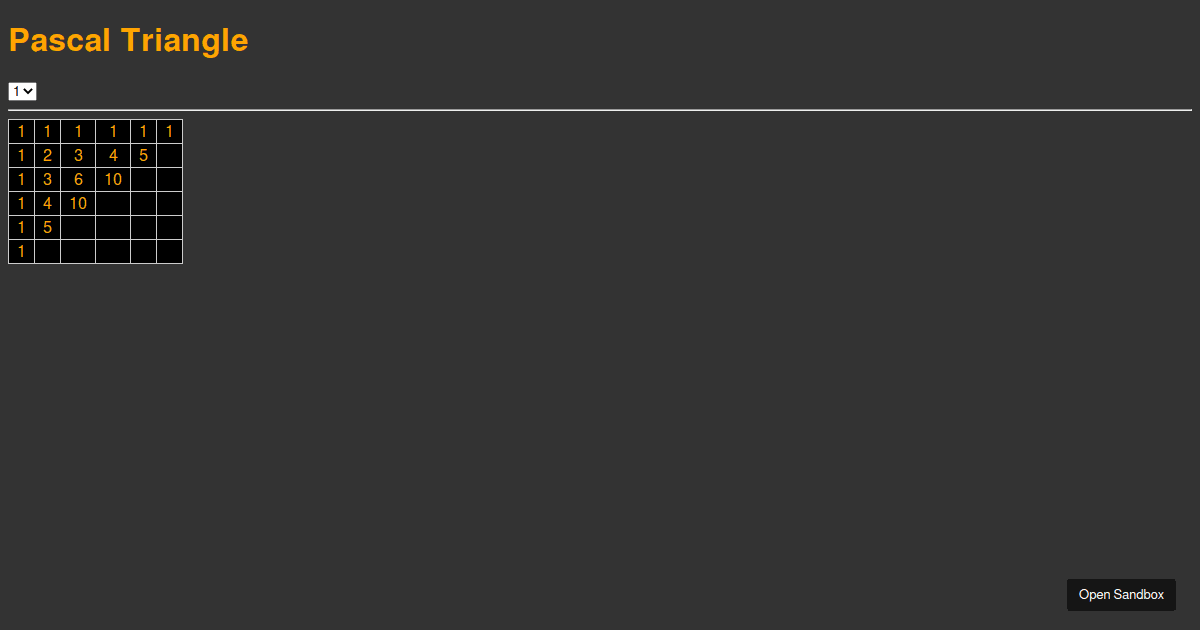 Pascal Triangle - Codesandbox
