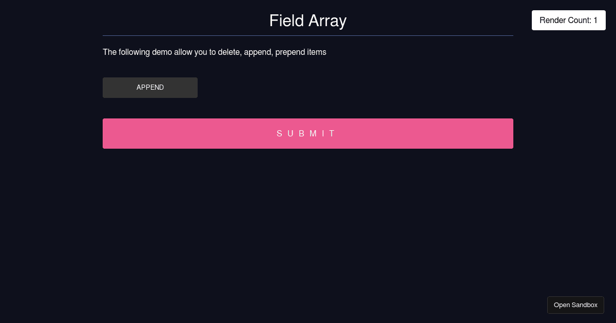 React Hook Form - useFieldArray Template (forked) - Codesandbox