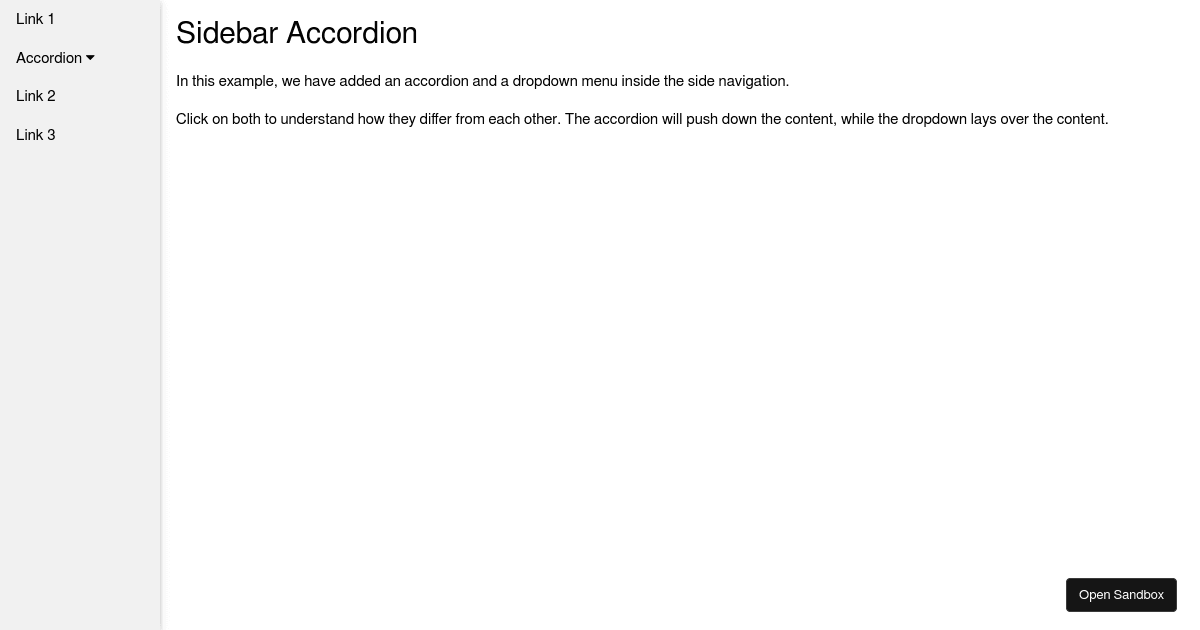 sidebar with accordion Codesandbox