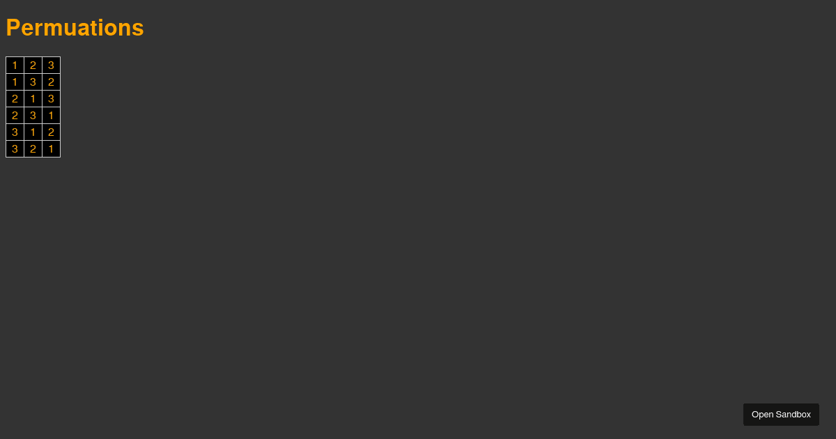 Permutations Codesandbox