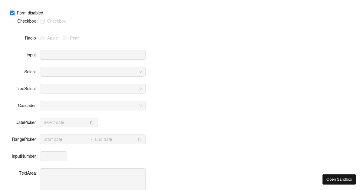 Form disabled - antd@5.8.5 - Codesandbox