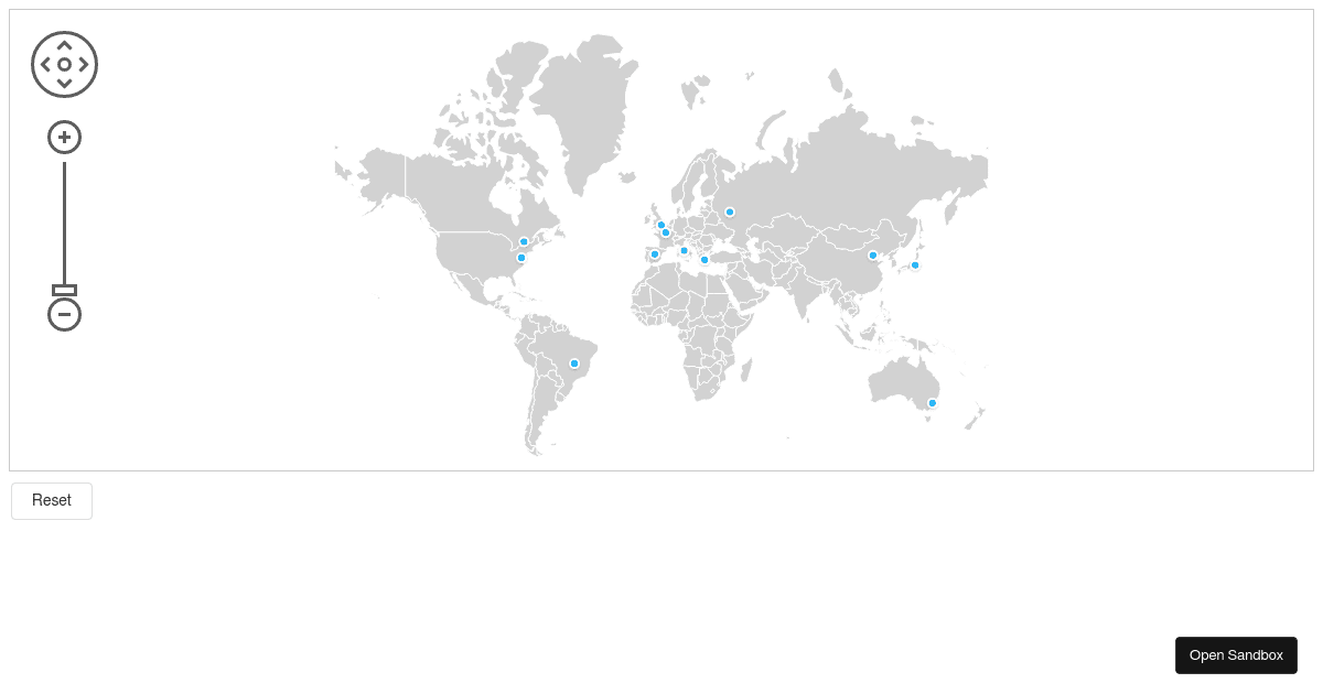 Zooming and Centering - DevExtreme Vector Map - Codesandbox
